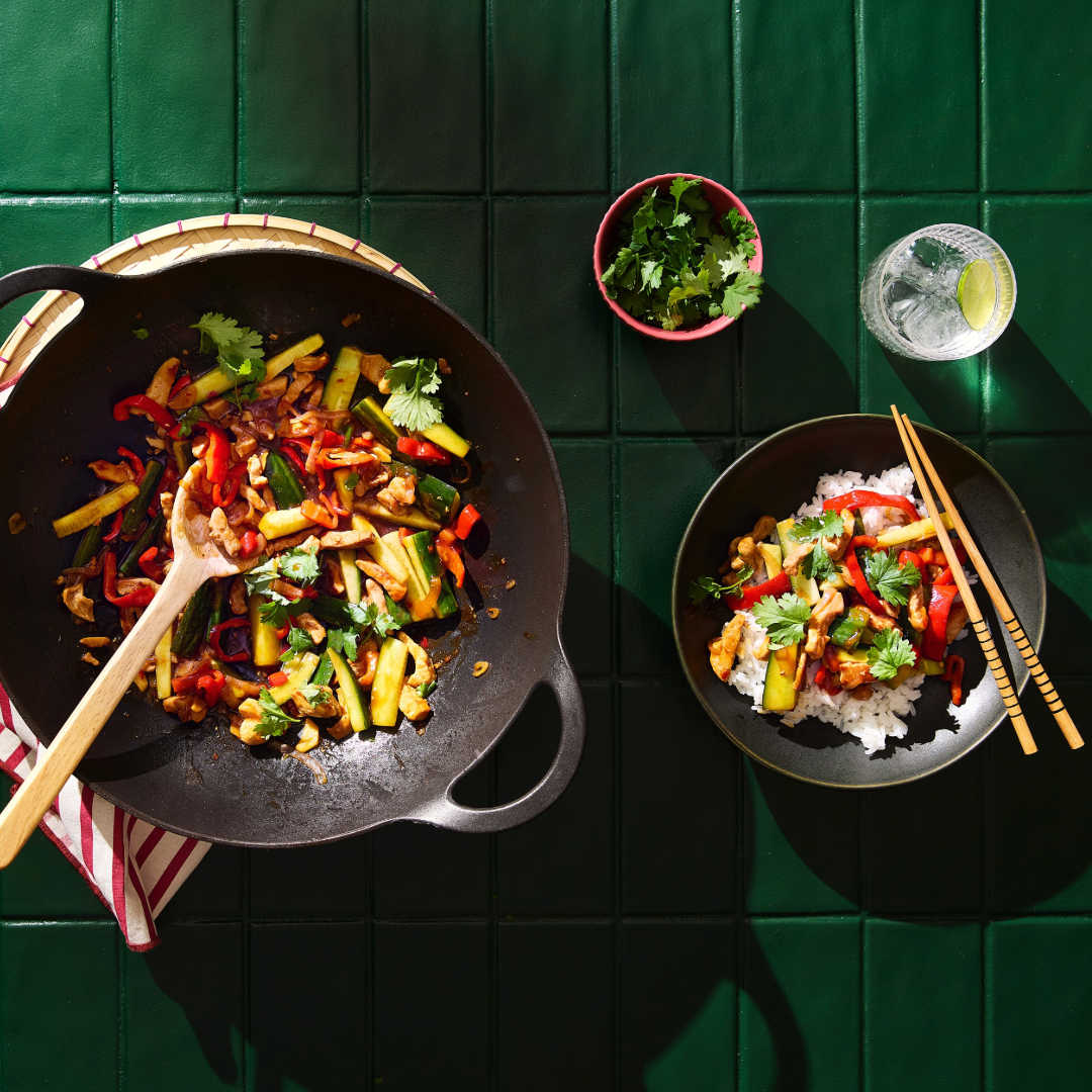 Stir fry med gurka och lantgris