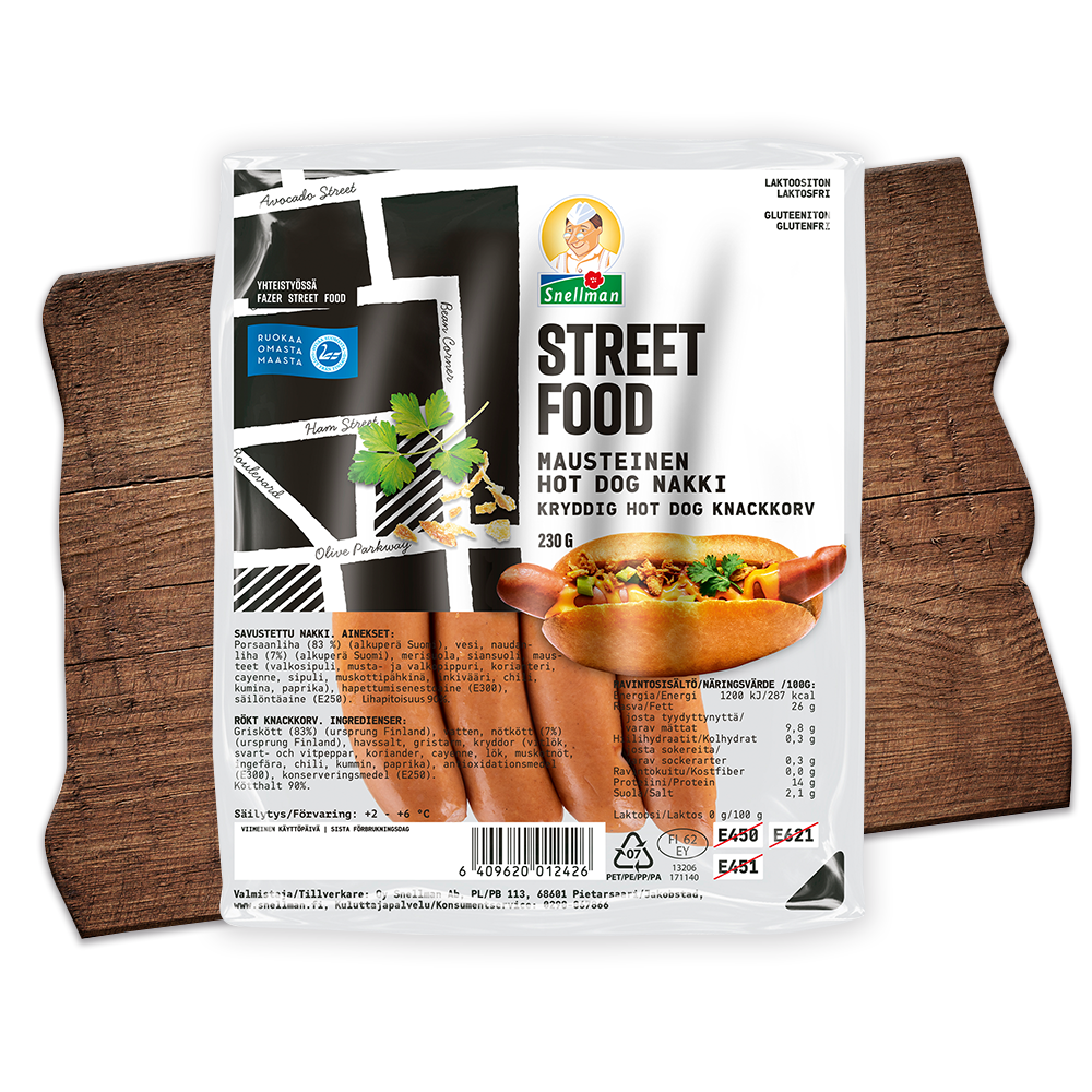 Street Food Mausteinen Hot Dog Nakki Snellmanin Tuotteet